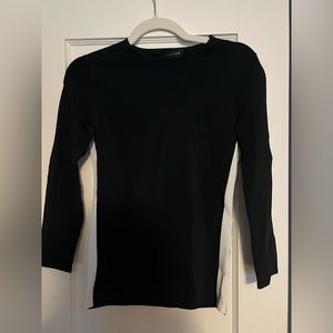 Vintage Ralph Lauren Long Sleeve Black top with white striped on the side: Small